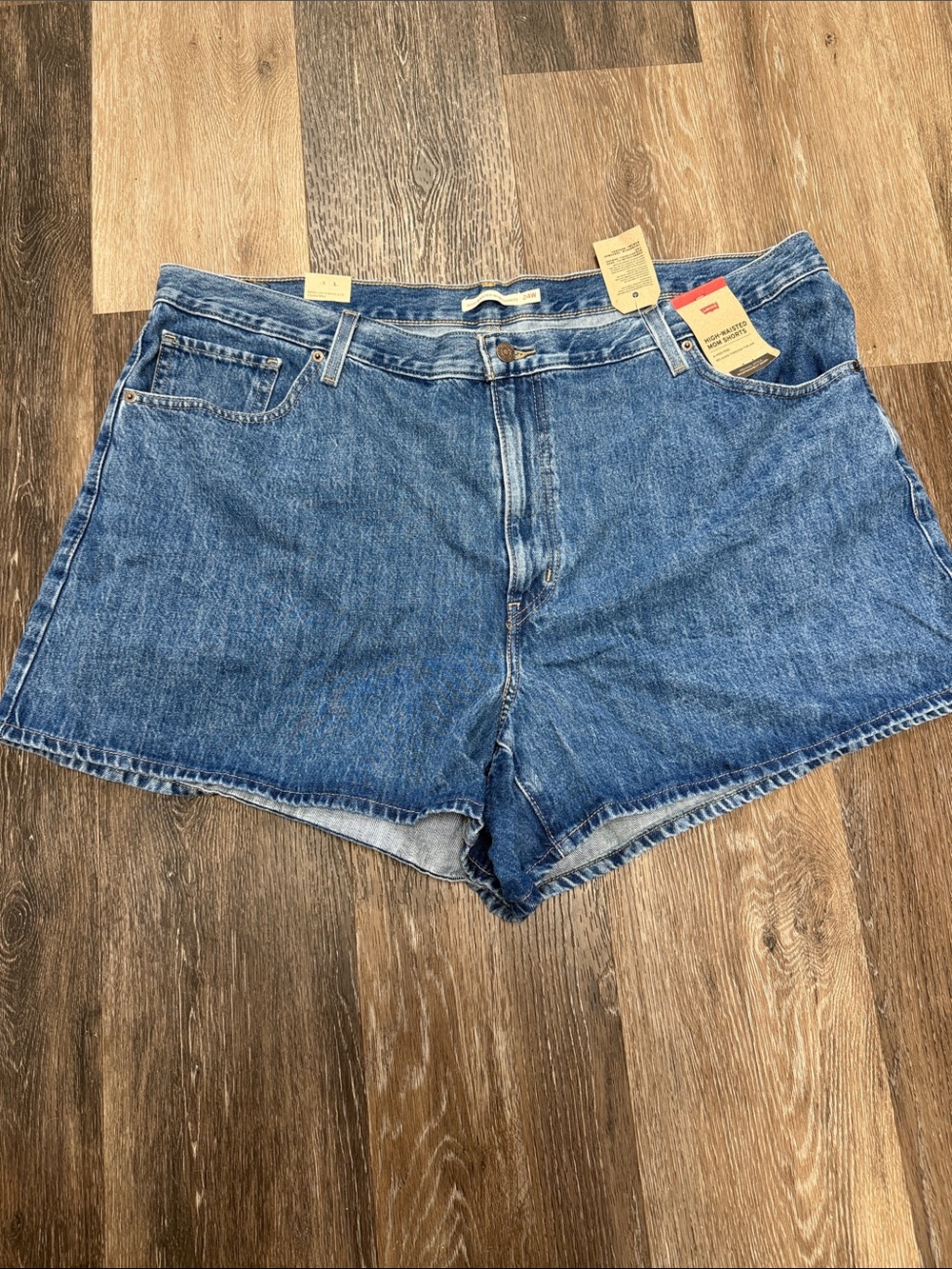 High-Rise Blue Denim “mom” Jean Shorts